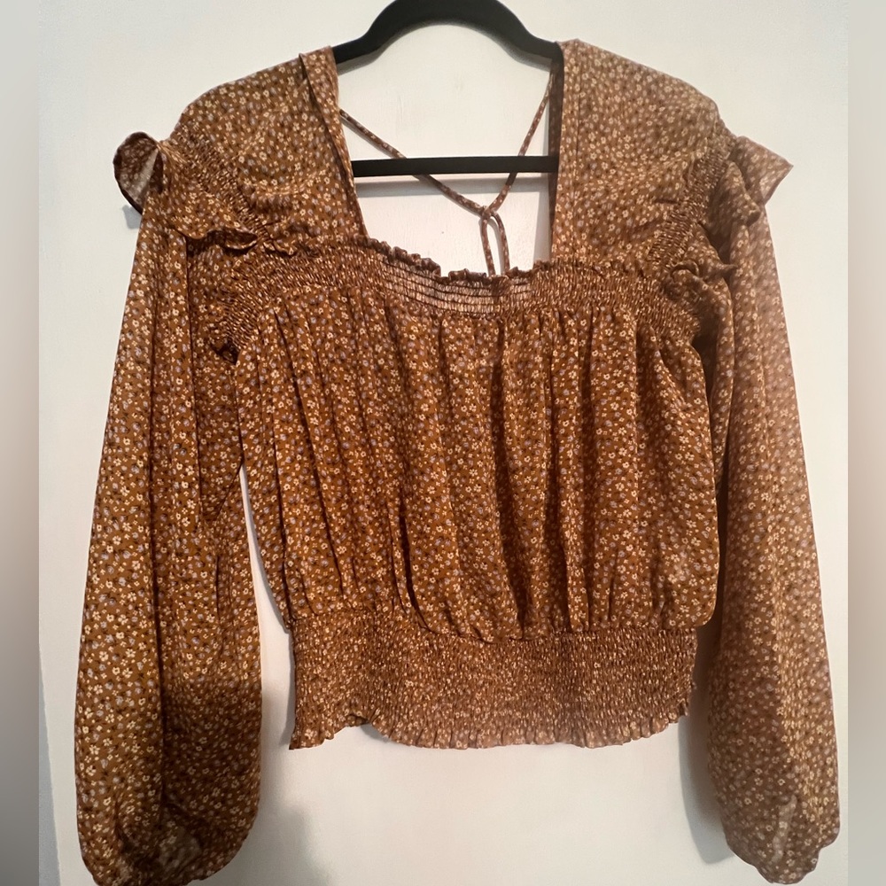 Mustard Seed boutique flowery blouse, small